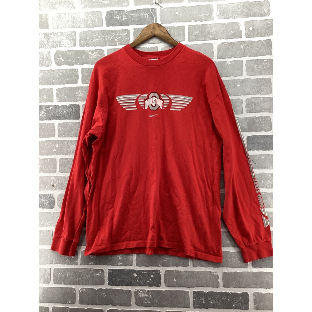 Vintage Nike Team Ohio State Buckeyes Long Sleeve Shirt Red Y2K Mens Large